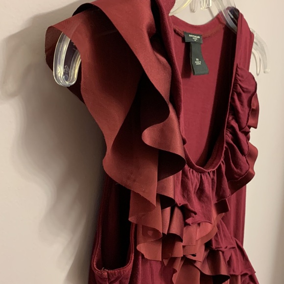 Ann Taylor extra small ruffled sleeveless tank top red wine Bordeaux burgundy - Picture 8 of 9